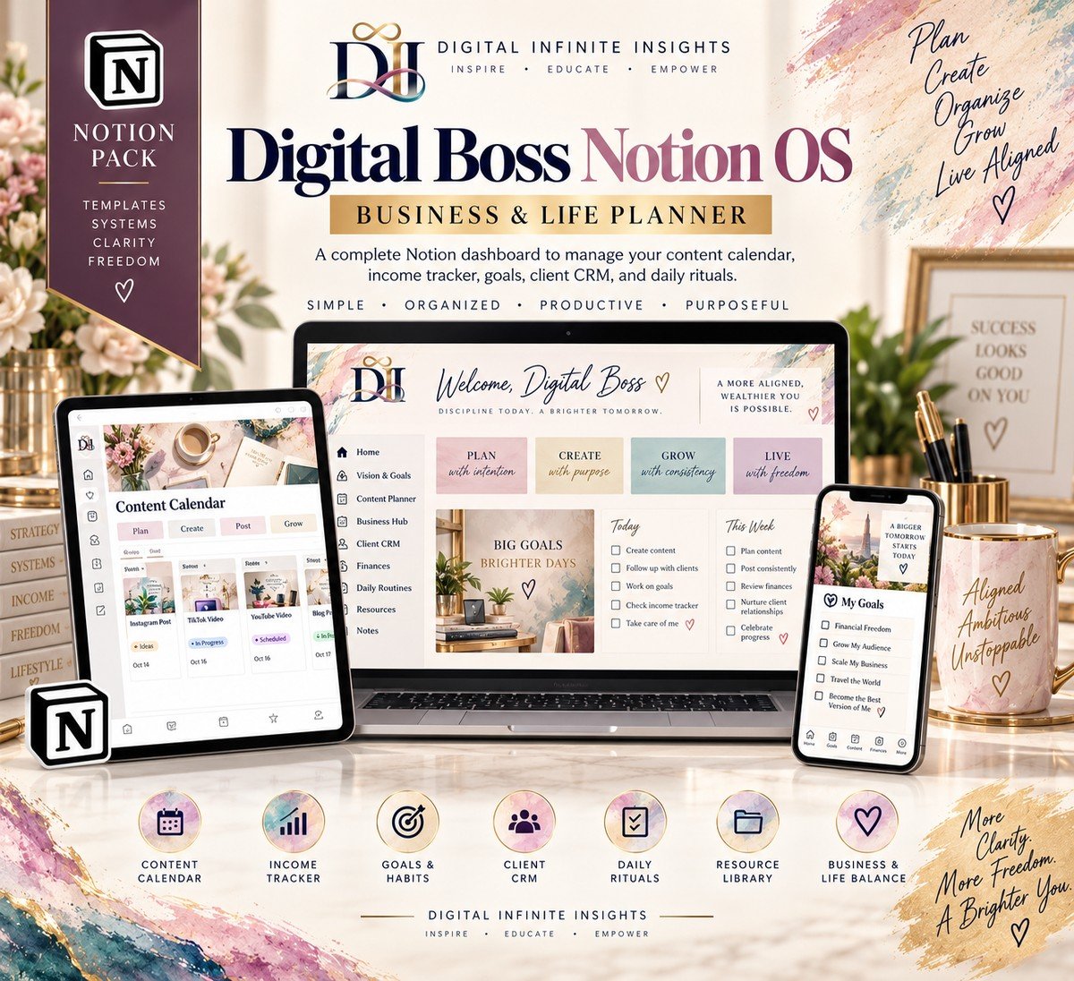 Digital Boss Notion OS: Business & Life Planner